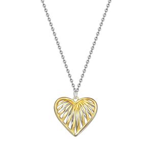 Stříbrný náhrdelník 925 - dvoubarevný přívěsek srdce, výřezy