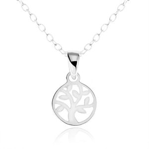 Stříbrný náhrdelník 925, kruhová známka s vyřezávaným stromem života