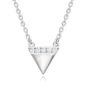 Stříbrný náhrdelník 925 - obrácený trojúhelník, blýskavá zirkonová linie