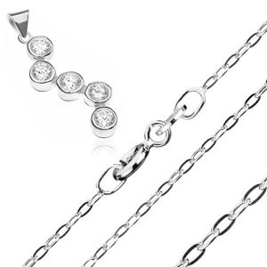 Stříbrný náhrdelník 925 - řetízek a přívěsek s cik cak vzorem ze zirkonů