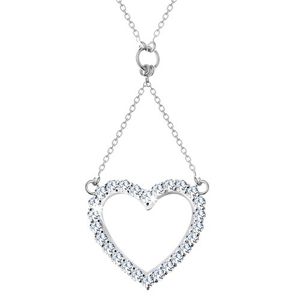 Stříbrný náhrdelník 925, řetízek a přívěsek - zirkonová kontura srdce