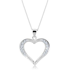 Stříbrný náhrdelník 925 - širší třpytivá silueta srdce