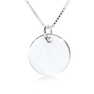 Stříbrný náhrdelník 925, zrcadlově lesklá kruhová známka bez vzoru