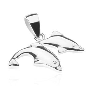 Stříbrný přívěsek 925 - dva skákající delfíni