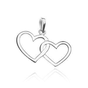 Stříbrný přívěsek 925 - silueta dvou propletených srdcí