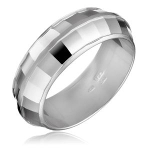 Stříbrný prsten 925 - DISCO, lesklé čtverečky - Velikost: 49