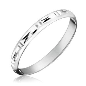 Stříbrný prsten 925 - dvojité svislé a vodorovné zářezy - Velikost: 50