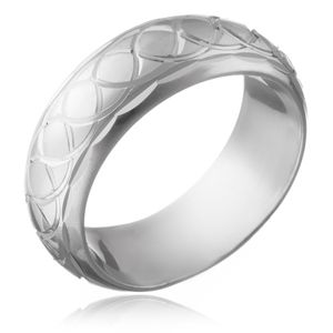 Stříbrný prsten 925 - gravírovaná proplétaná očka - Velikost: 62
