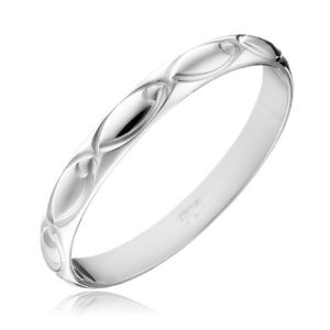 Stříbrný prsten 925 - gravírované ovály po obvodu - Velikost: 60