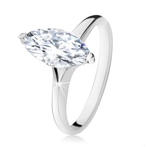 Stříbrný prsten 925, masivní zirkonový ovál v dekorativní objímce - Velikost: 54