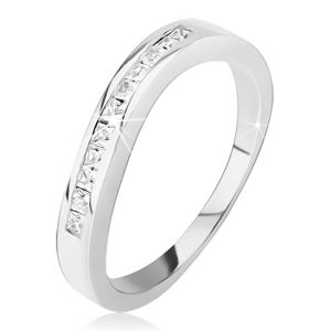 Stříbrný prsten 925 - mírně zvlněný, drobné čtvercové zirkony - Velikost: 51