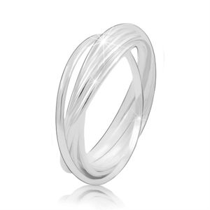 Stříbrný prsten 925 - propojené tenké prstence, lesklý hladký povrch - Velikost: 64
