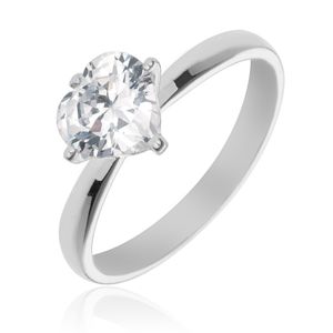 Stříbrný prsten 925 s vystouplým čirým zirkonovým srdcem - Velikost: 57