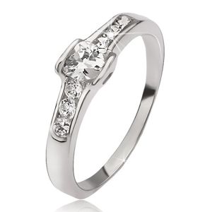 Stříbrný prsten 925 - zirkon, malé kulaté kamínky, obrysy srdcí - Velikost: 63