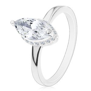 Stříbrný prsten 925, zrnkovitý zirkon čiré barvy v dekorativním kotlíku - Velikost: 65