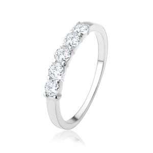 Stříbrný zásnubní prsten 925 - pás kulatých čirých zirkonů - Velikost: 50