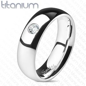 Titanový prsten se zirkonem - hladký, 4 mm - Velikost: 57