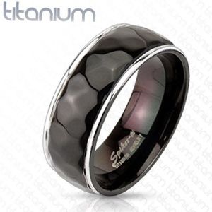 Titanový prsten - vzor kosočtverců s oblými hranami - Velikost: 63