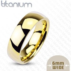 Titanový prsten zlaté barvy, 6 mm - Velikost: 51
