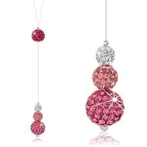 Třpytivý náhrdelník, stříbro 925, kuličky s krystaly na silonu, bílá a růžová barva