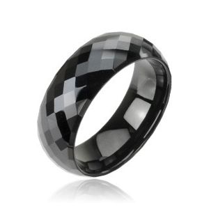 Wolframový prsten černý - vzor disco - Velikost: 72