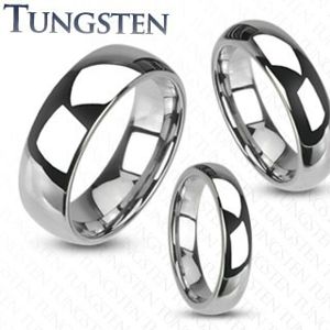 Wolframový prsten - hladký lesklý prsten stříbrné barvy, 4 mm - Velikost: 50