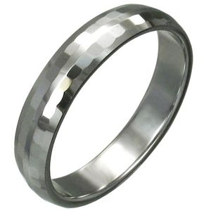 Wolframový prsten s jemnými broušenými obdélníky, 3 mm - Velikost: 49