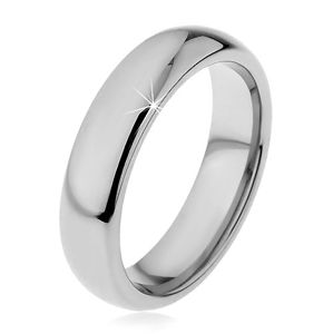 Wolframový prsten v tmavší stříbrné barvě, zaoblený, 5 mm - Velikost: 64
