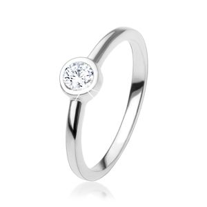 Zásnubní prsten se třpytivým kulatým zirkonem čiré barvy, stříbro 925 - Velikost: 62