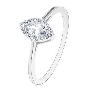 Zásnubní prsten, stříbro 925, čiré zirkonové zrnko s třpytivou obrubou - Velikost: 50