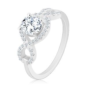 Zásnubní prsten, stříbro 925, zirkonové vlnky, kulatý broušený zirkon - Velikost: 53