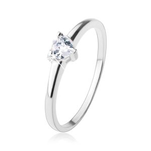 Zásnubní prsten, vybroušené zirkonové srdíčko v čiré barvě, stříbro 925 - Velikost: 50