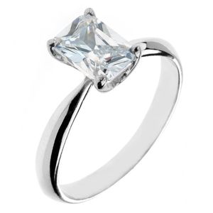 Zásnubní prsten ze stříbra 925 - mohutný obdélníkový zirkon - Velikost: 57