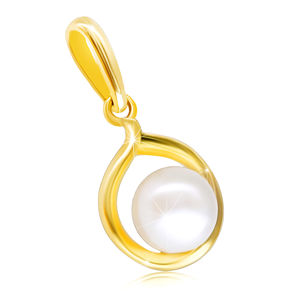 Zlatý přívěsek 375 - bílá perla lemovaná kulatou linií