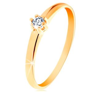 Zlatý prsten 585 - kulatý diamant čiré barvy v šesticípém kotlíku - Velikost: 48